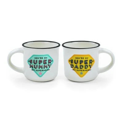 2 TAZZINE DA CAFFE SUPER MAMMY - SUPER DADDY LEGAMI