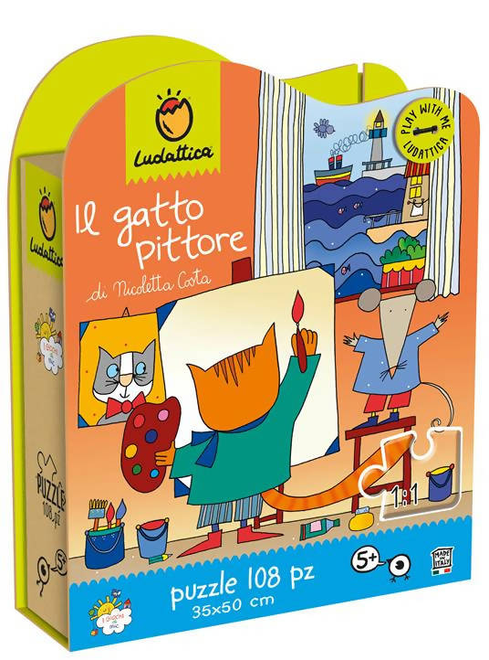 Ludattica Il Gatto Pittore Di Nicoletta Costa Puzzle 180pz. Puzzle per Bambini Colorato Dai 3 Anni 36x50cm