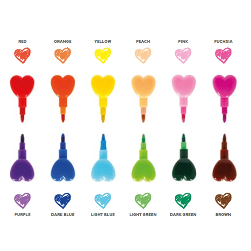 12 PASTELLI IMPILABILI CUORE LEGAMI