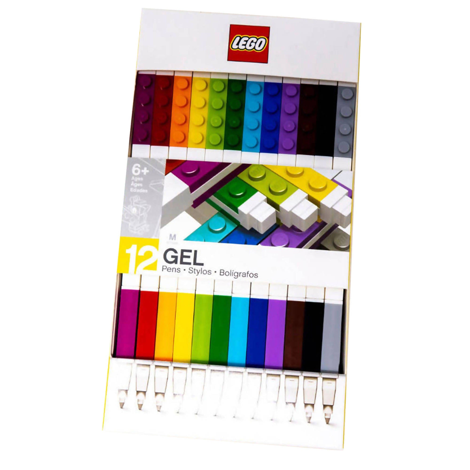 Confezione 12x Penne Gel Colorate Lego 12 Penne Multicolore A Sezione Quadrata Con Base Lego Su Estremità