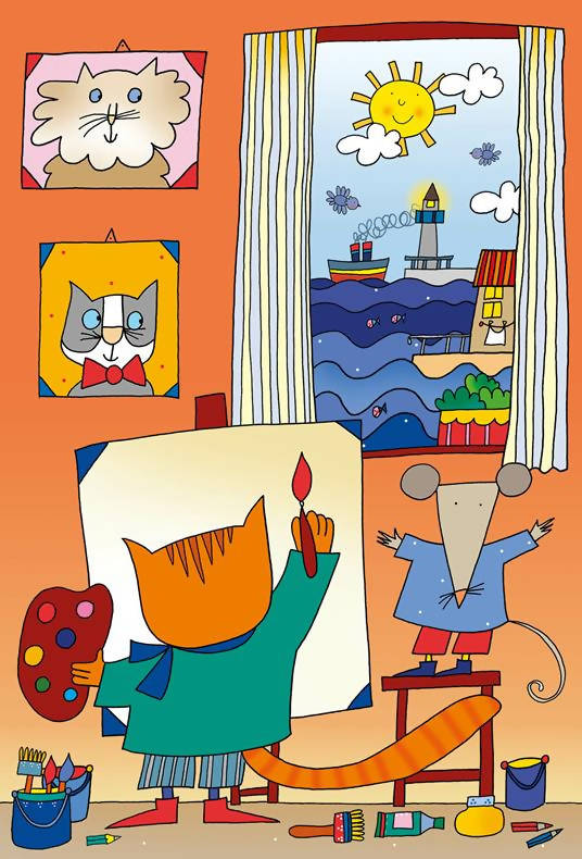 Ludattica Il Gatto Pittore Di Nicoletta Costa Puzzle 180pz. Puzzle per Bambini Colorato Dai 3 Anni 36x50cm