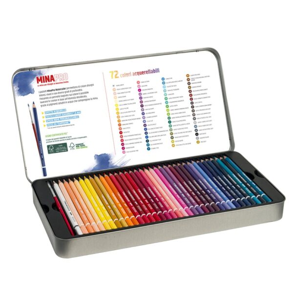 Pastelli MINAPRO Watercolor Scatola Metallo 72 Colori Seven