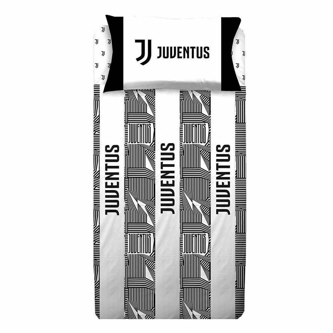 Completo Letto Singolo Juventus Set Di Lenzuola 100% Cotone Squadra Di Calcio Juve Prodotto Ufficiale Lenzuolo Sotto 90x200 Cm Lenzuolo Sopra 150x295cm E Federa 52x80cm