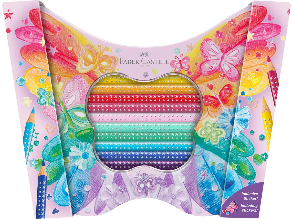 FABER-CASTELL - Astuccio farfalla 20 matite colorate sparkle assortiti