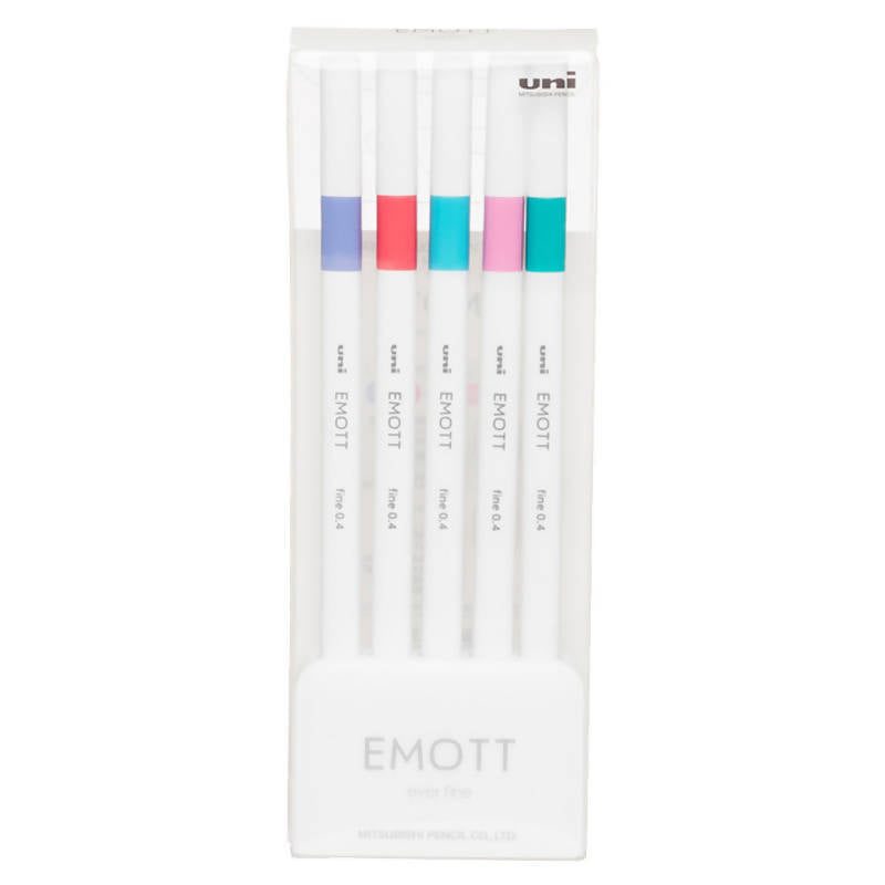 Confezione 5 Pz Pennarelli Emott Kit 5 Pezzi Colori Candy Pop N.05 Forma Quadrata Bordi Arrotondati Inchiostro A Base D'acqua Massima Resistenza
