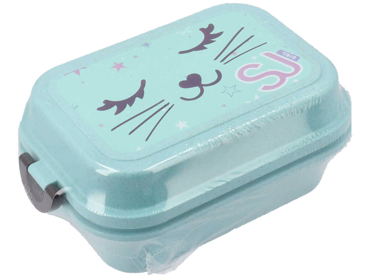 Portamerenda Sj Seven Azzurro Con Cucchiaio Portapranzo Bambine Per Scuola Asilo Tempo Libero 19 X 13 X 08 Cm Con Gattino