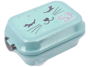 Portamerenda Sj Seven Azzurro Con Cucchiaio Portapranzo Bambine Per Scuola Asilo Tempo Libero 19 X 13 X 08 Cm Con Gattino