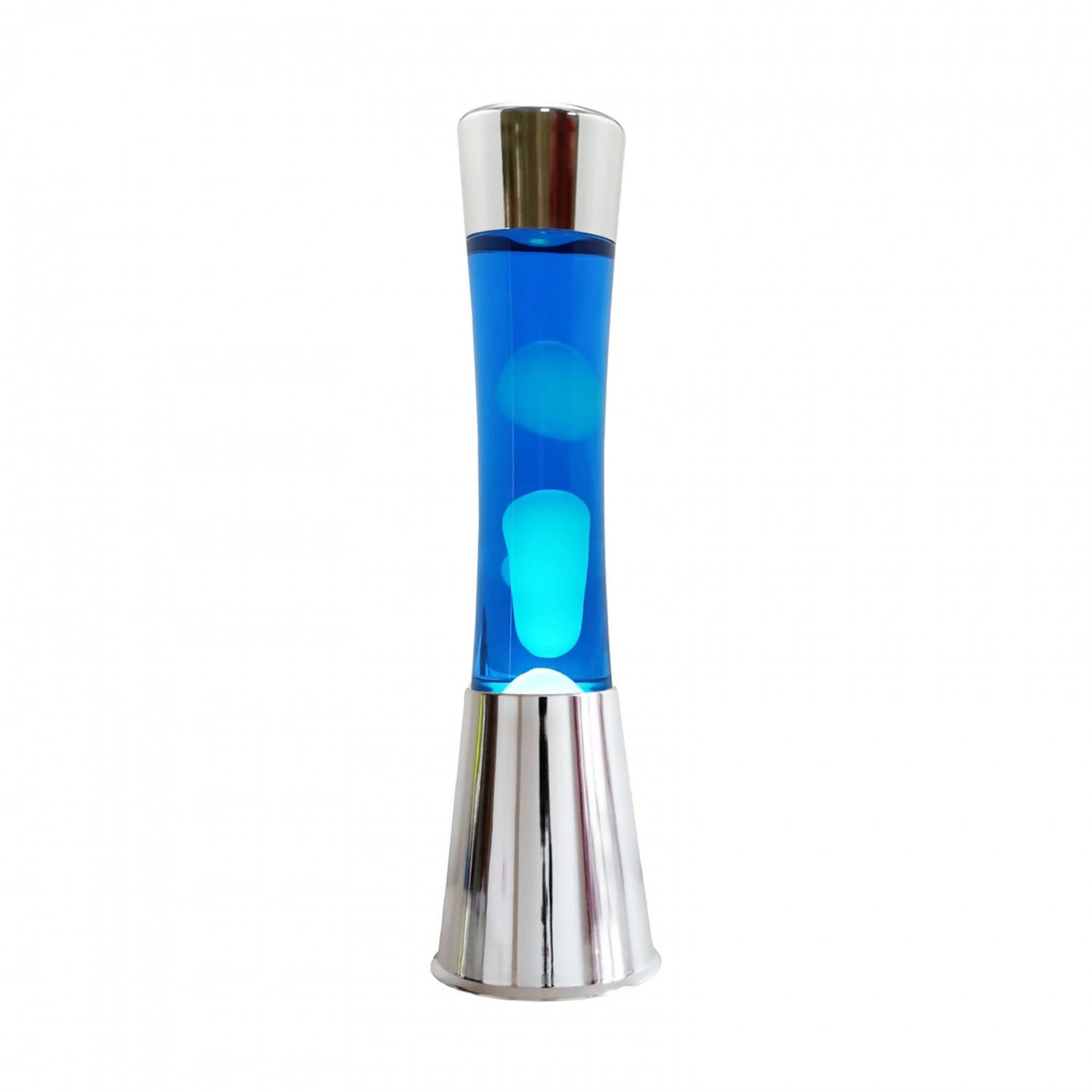 I-total Lava Lampada 40 Cm 25w In Vetro E Alluminio Argento E Blu Lampada Lava Per Illuminazione D'atmosfera