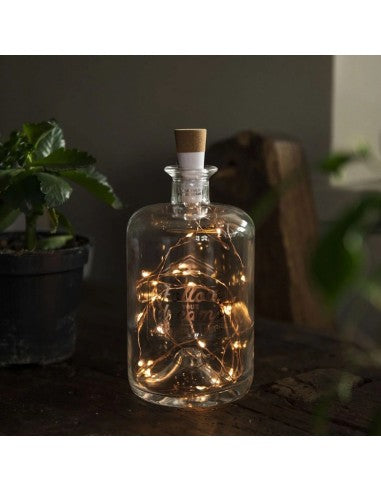 BOTTIGLIA IN VETRO CON FILO DI LUCI LED
