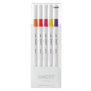 Confezione 5 Pz Pennarelli Emott Kit 5 Pezzi Colori Passion N.02 A Forma Quadrata Bordi Arrotondati Inchiostro A Base D'acqua Massima Resistenza