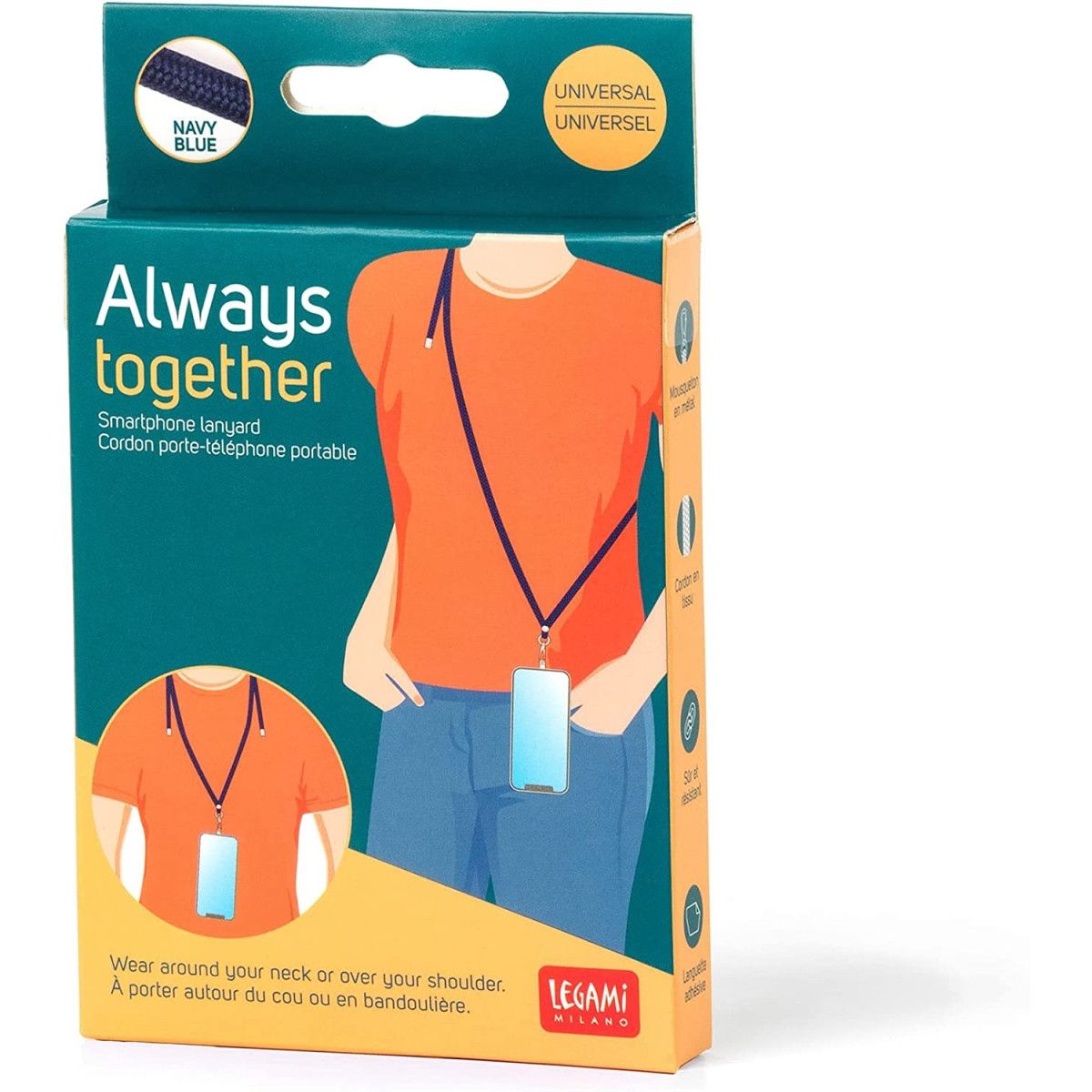 CORDINO PORTA CELLULARE -ALWAYS TOGETHER - NAVY BLUE