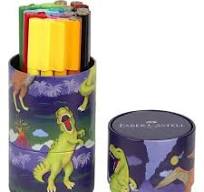 Tubo in metallo con 20 Pennarelli Connector Pens Dinosauro Faber-Castell