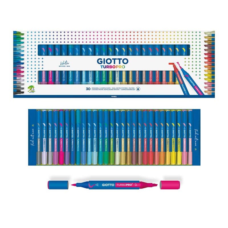 Giotto Turbo Pro Pennarelli Doppia Punta Punta Fine e Maxi 30 Colori