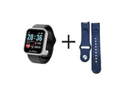 Nelquieora Smart Watch Fashion Serie 3 Cassa Argento E Cinturino in Silicone Regolabile Nero E Blu Orologio Smartwatch Bluetooth per Android E Apple