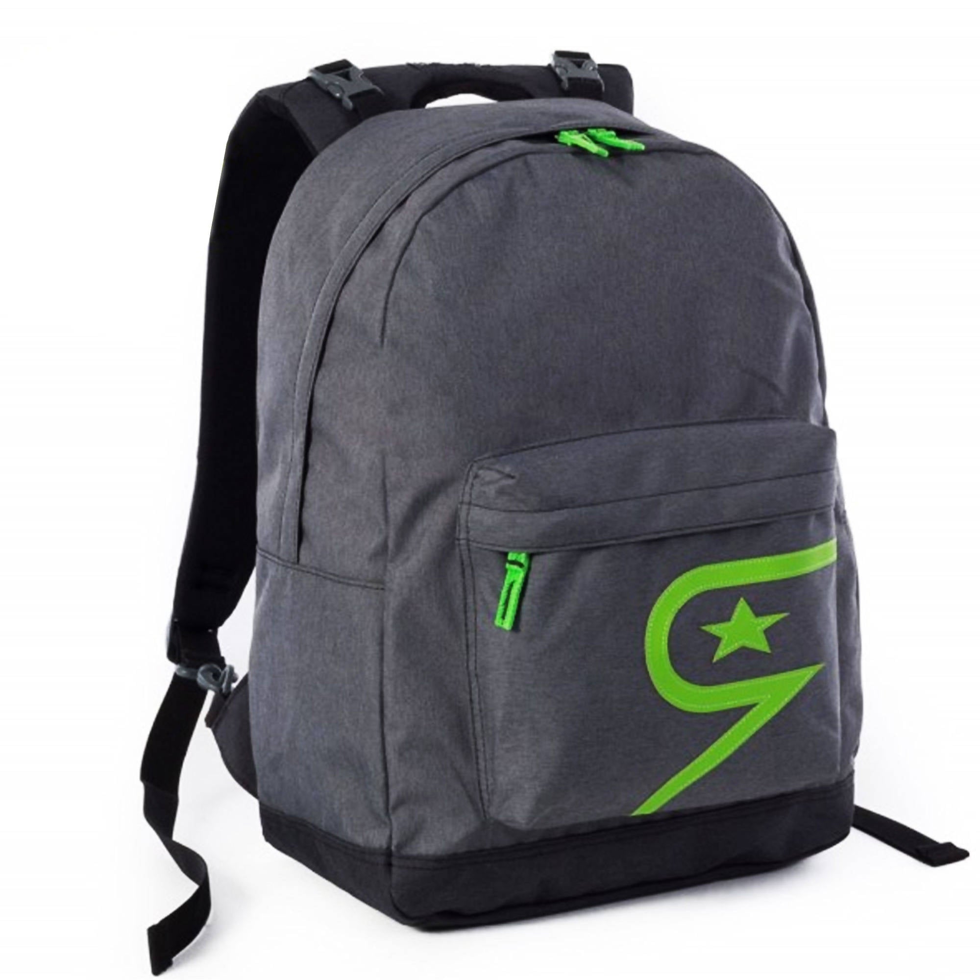 Zaino Scuola Seven Backpack Pro Double Project Grigio E Verde 24 Lt Tasca Frontale Schienale Imbottito