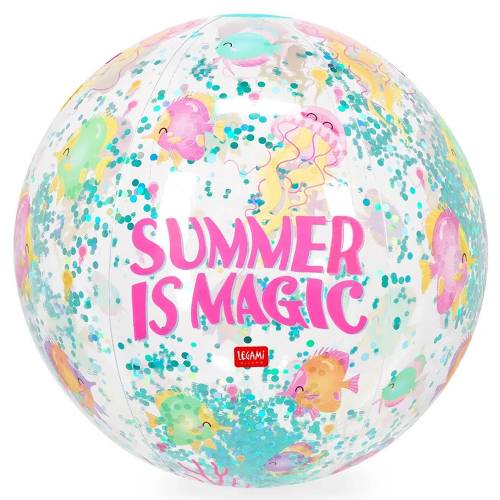 PALLA DA SPIAGGIA CON GLITTER SUMMER IS MAGIC LEGAMI