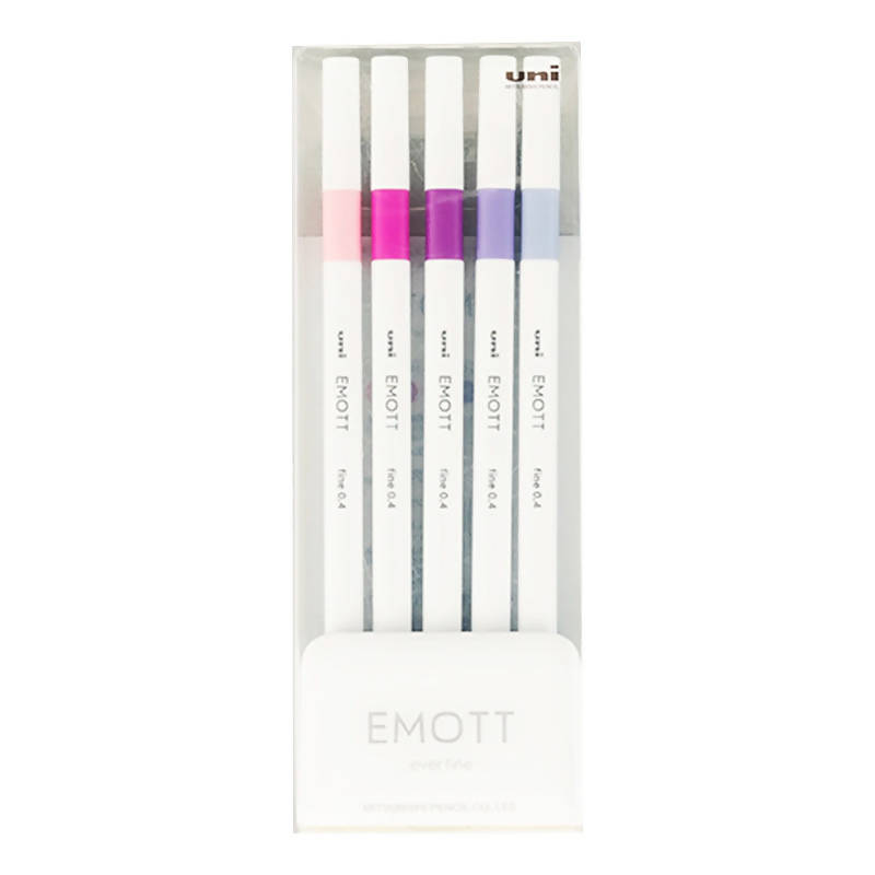 Confezione 5 Pz Pennarelli Emott Kit 5 Pezzi Colori Floreal N.07 Forma Quadrata Bordi Arrotondati Inchiostro A Base D'acqua Massima Resistenza