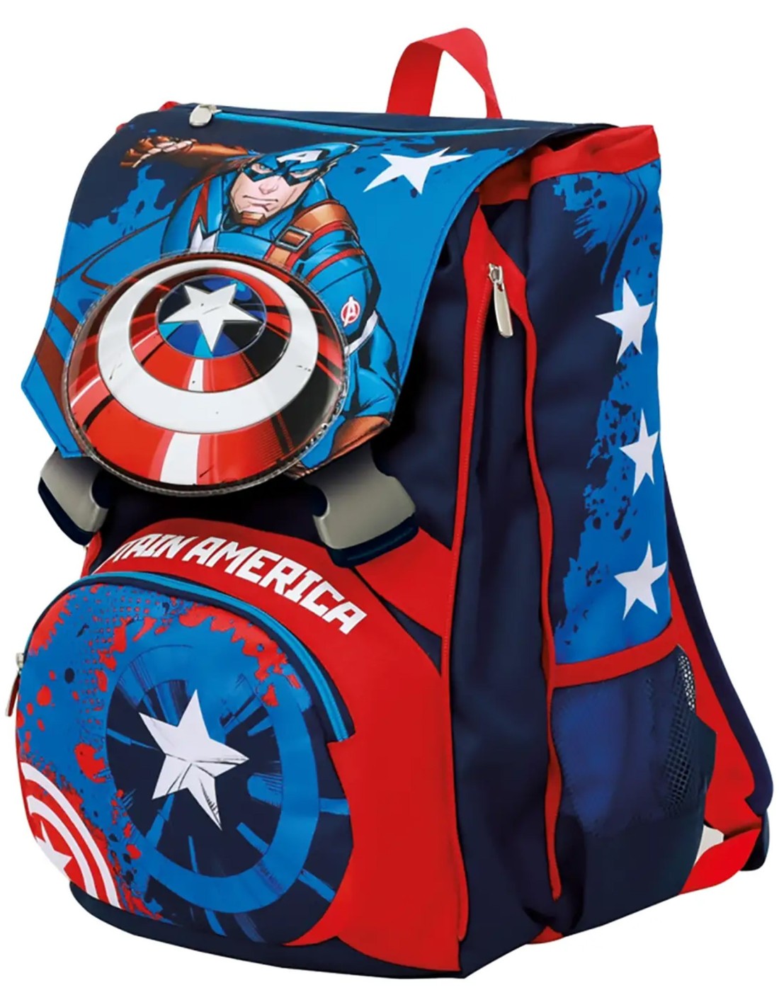 Seven Marvel Avengers Capitan America - Zaino Estensibile per Scuola Elementare, Doppio Scomparto