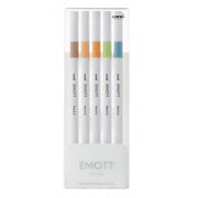 Confezione 5 Pz Pennarelli Emott Kit 5 Pezzi Colori Nature N. 06 Forma Quadrata Bordi Arrotondati Inchiostro A Base D'acqua Massima Resistenza