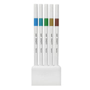 Confezione 5 Pz Pennarelli Emott Kit 5 Pezzi Colori Island N.04 Base Quadrata Bordi Arrotondati Inchiostro A Base D'acqua Massima Resistenza