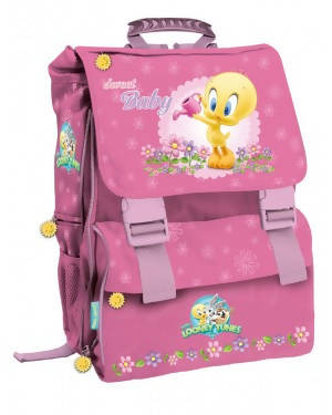 Zaino per Bambine Biembi Rosa Estensibile Baby Looney Tunes Tweety Con Spallacci Imbottiti E Regolabili E Tasconi Zaino per La Scuola 40x30x15cm
