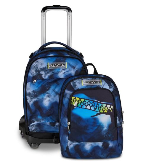 Trolley scuola Seven Jack 8 ruote Detach Blu Fusion